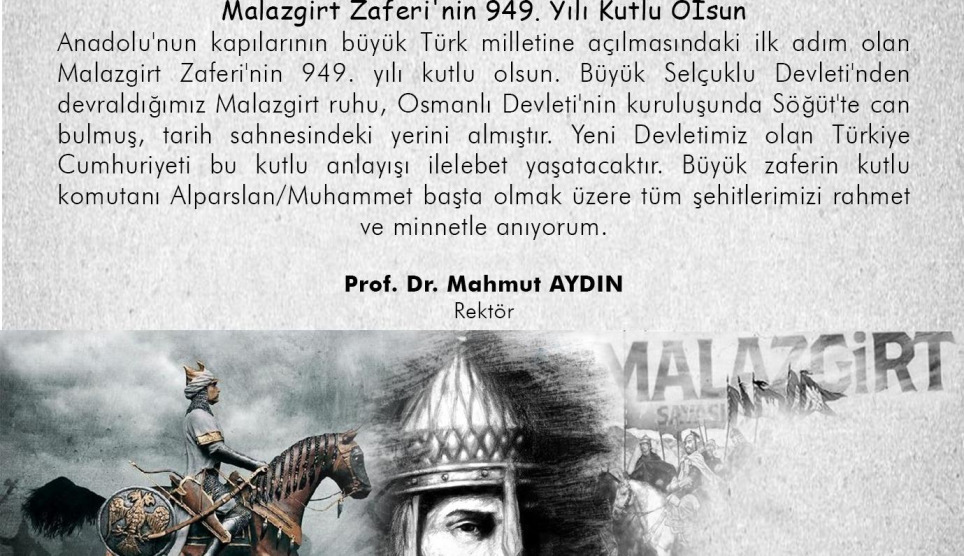 Samsun Üniversitesi Rektörü Prof. Dr. Mahmut Aydın’ın Malazgirt Zaferi Kutlama Mesajı